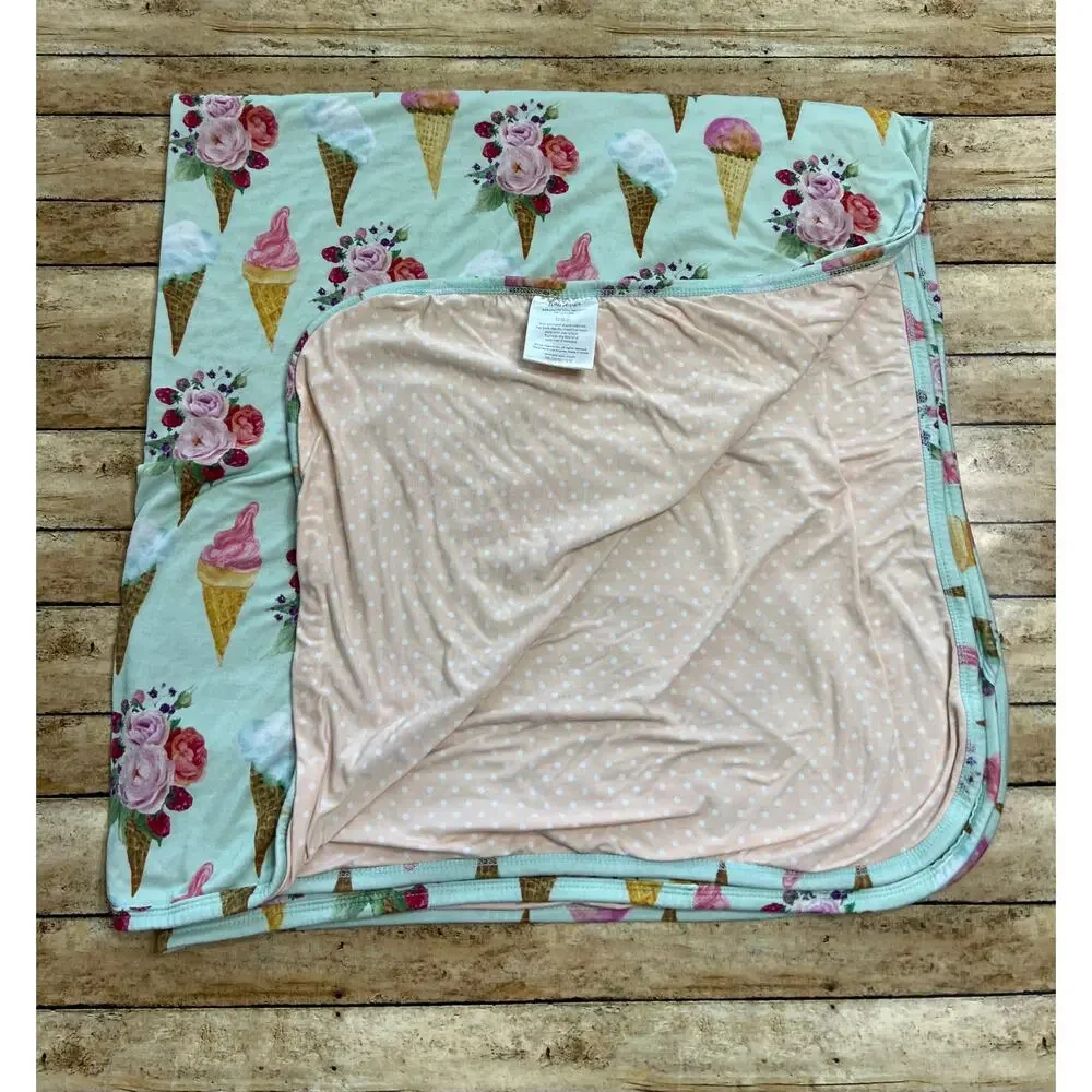 Posh Peanut Sophia Ice Cream Floral Patoo Bamboo Blanket 40x40